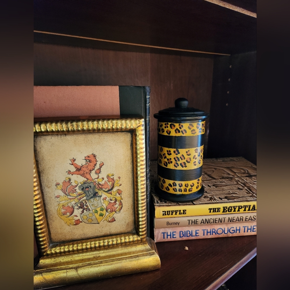 Medium-sized hand painted glass canister.